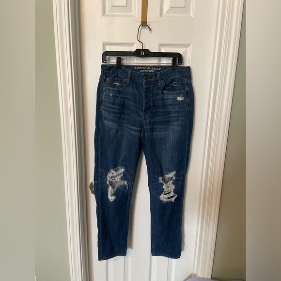 American Eagle High Rise Vintage Button Fly Distressed Jeans - Picture 2 of 6